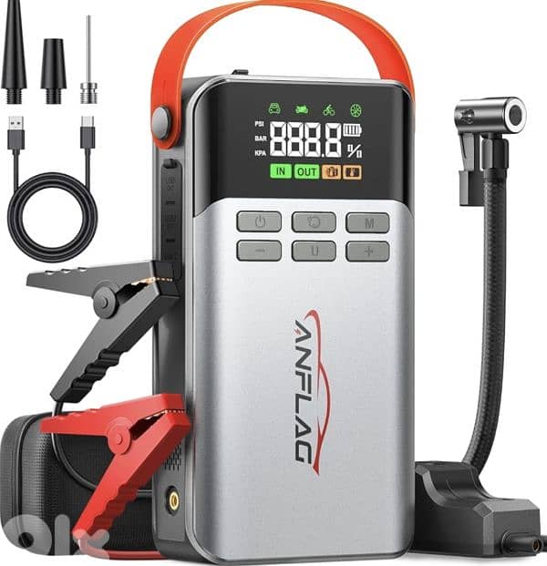 ANFLAG Car Battery Booster Jump Starter with 150PSI Air Compressor 0