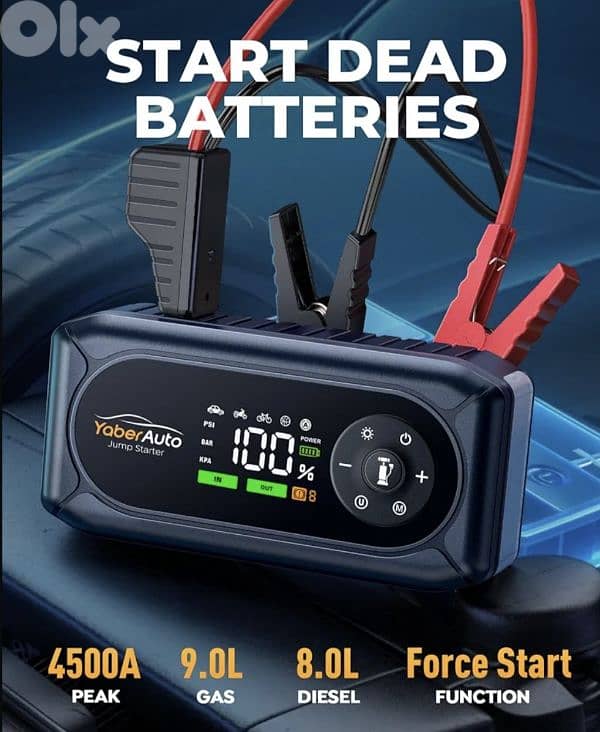 ANFLAG Car Battery Booster Jump Starter with 150PSI Air Compressor 1