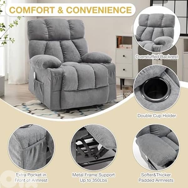 Recliner Chair, Overstuffed Rocker Lazy Boy Chairs 5