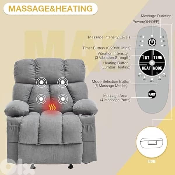 Recliner Chair, Overstuffed Rocker Lazy Boy Chairs 6