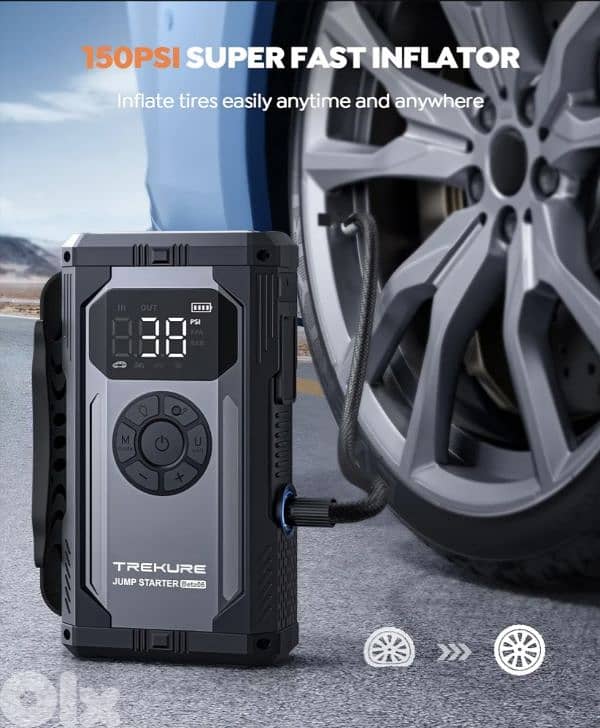 TREKURE 4000A portable Jump Starter 12V Booster+150 PSI Air Compressor 2