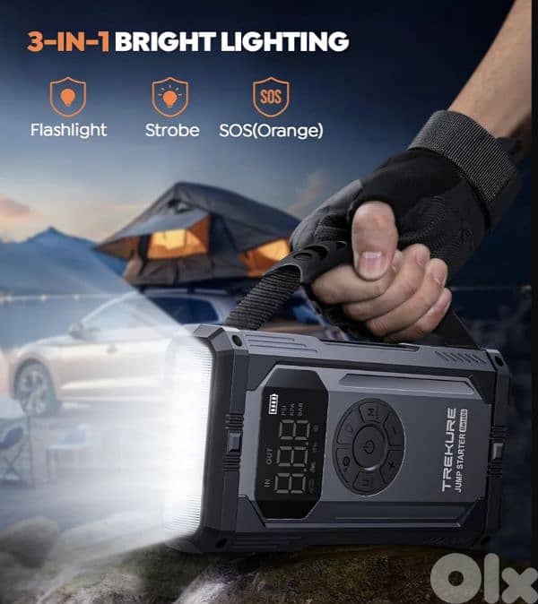 TREKURE 4000A portable Jump Starter 12V Booster+150 PSI Air Compressor 3