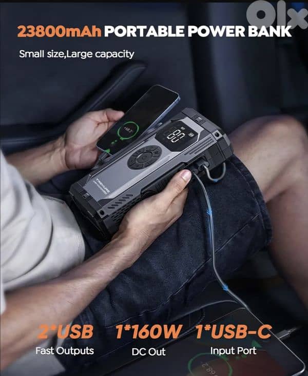 TREKURE 4000A portable Jump Starter 12V Booster+150 PSI Air Compressor 4