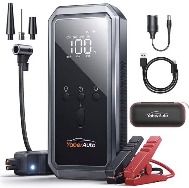 YaberAuto Starter 150PSI Compressor, 21800mAh, 5000A Power+ led light 0