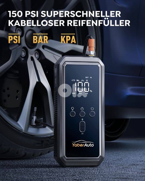 YaberAuto Starter 150PSI Compressor, 21800mAh, 5000A Power+ led light 2