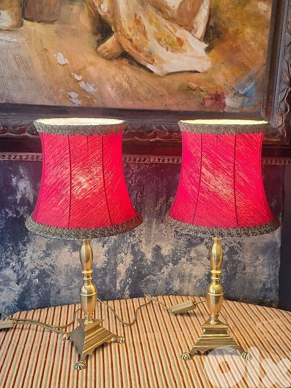 2 antique french brass lamps 0