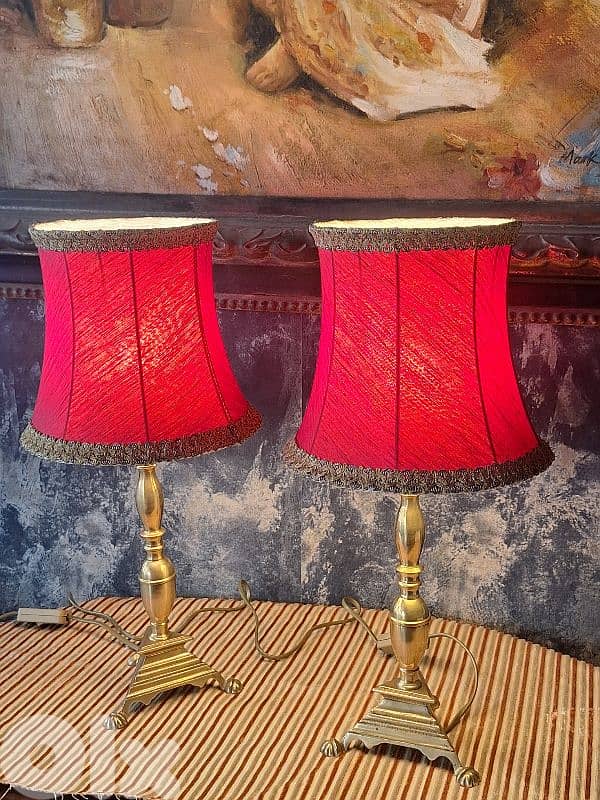 2 antique french brass lamps 2