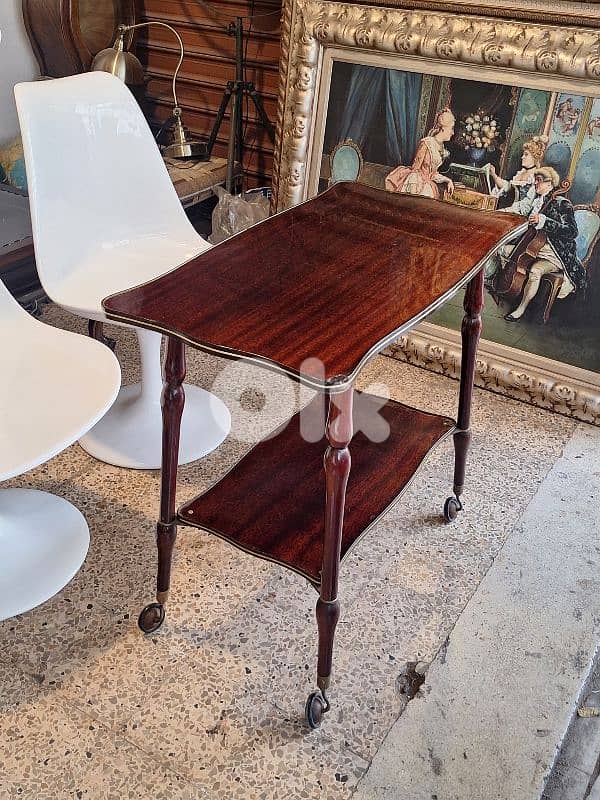 antique english wooden trolley 1