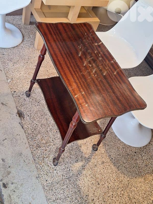 antique english wooden trolley 2