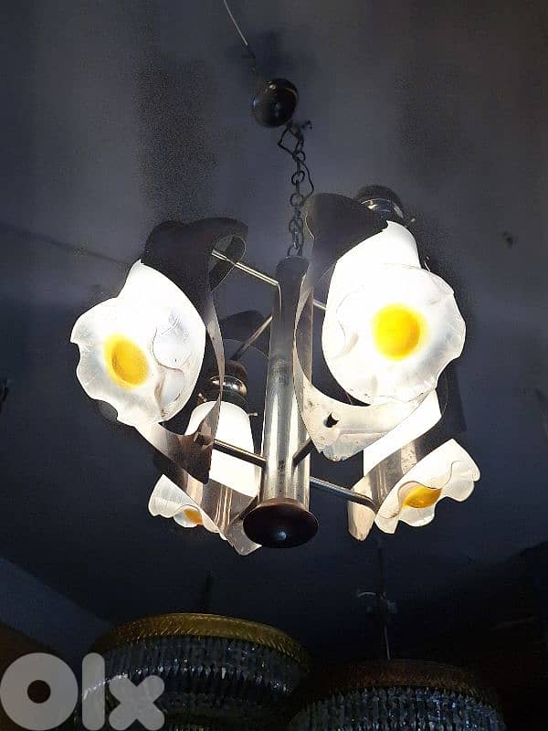 midcentury italian chrome chandelier 0