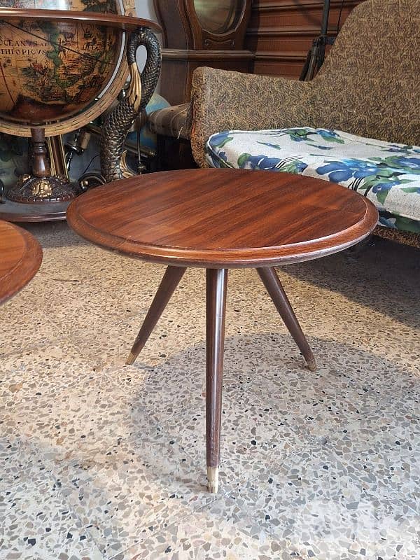 massif wood 2 vintage original tripod tables 1