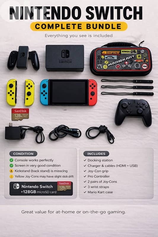 Nintendo Switch (1st gen) Bundle + Pro Controller + Case 0