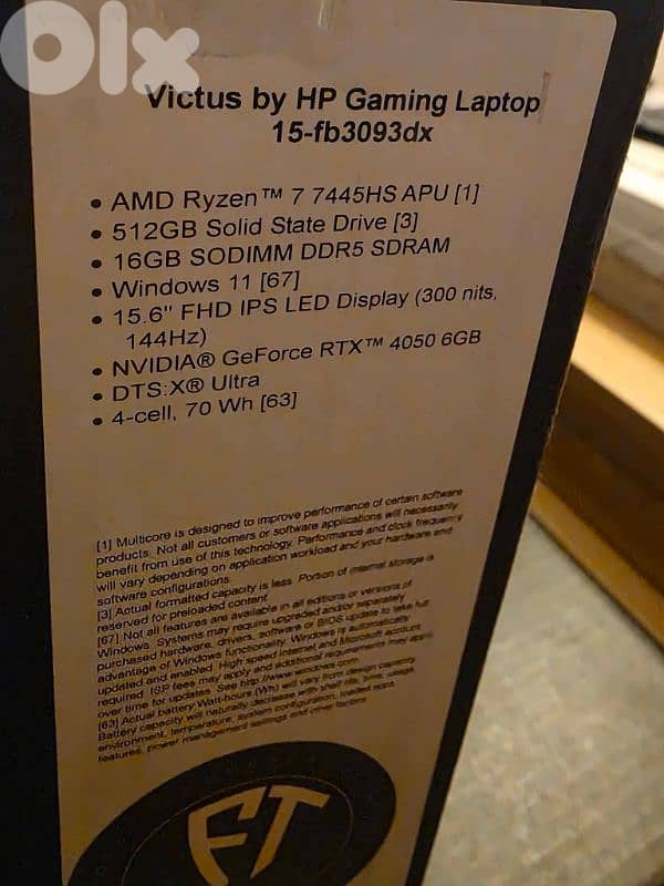 BRAND NEW OPEN BOX HP VICTUS RYZEN 7 7445HS WITH RTX 4050 6G DEDICATED 8