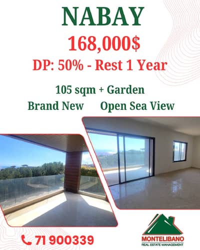 105 sqm Apartment For Sale in Nabay نابيه with Garden & Installment