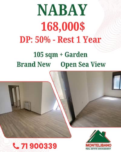 105 sqm Apartment For Sale in Nabay نابيه with Garden & Installment