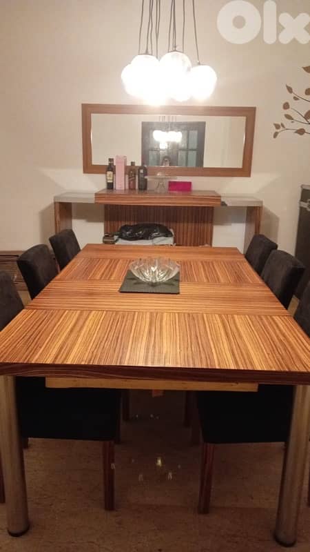 dining table with a bar zebrano wood 4