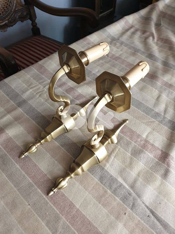 2 antique brass italian wall lamps 0