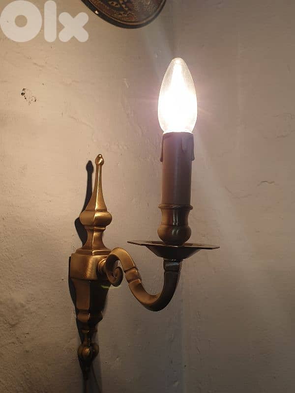 2 antique brass italian wall lamps 1