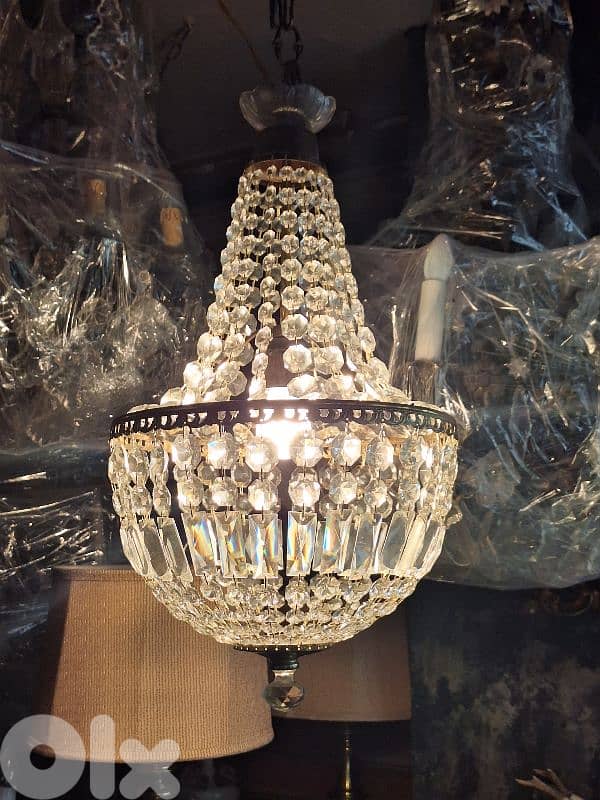 czech bronze and crystal chandelier 1