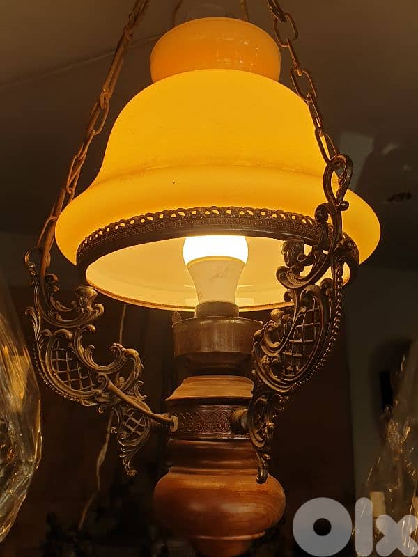 antique english opaline chandelier 1