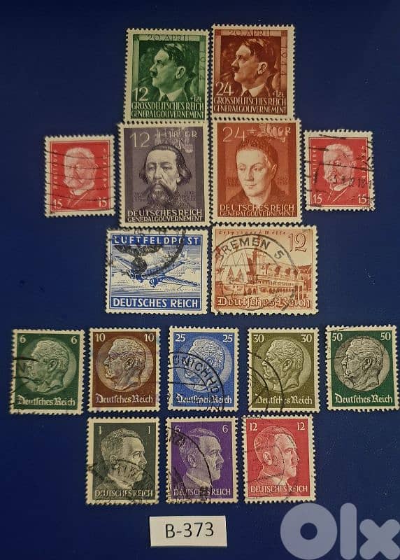 Germany Reich Nazi Hitler 16 stamps # B-373 0