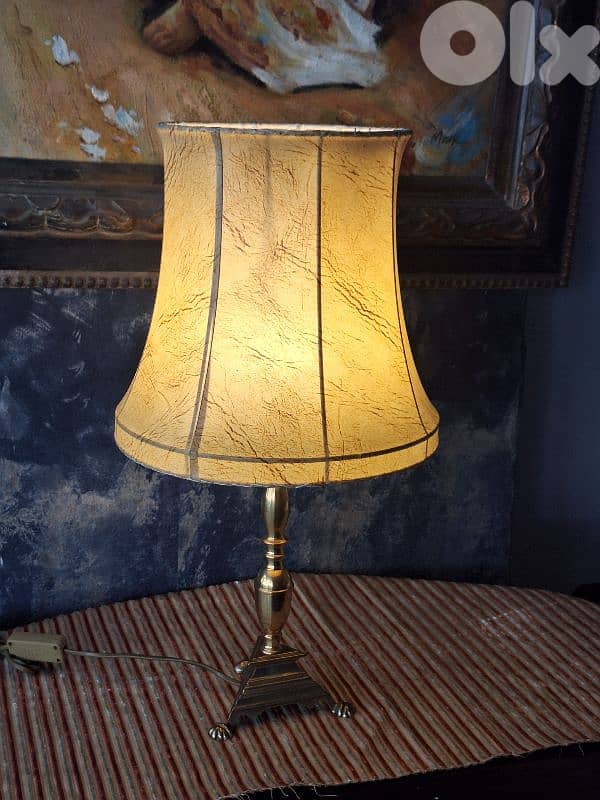 leather and brass french lamp 0