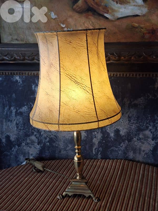 leather and brass french lamp 2