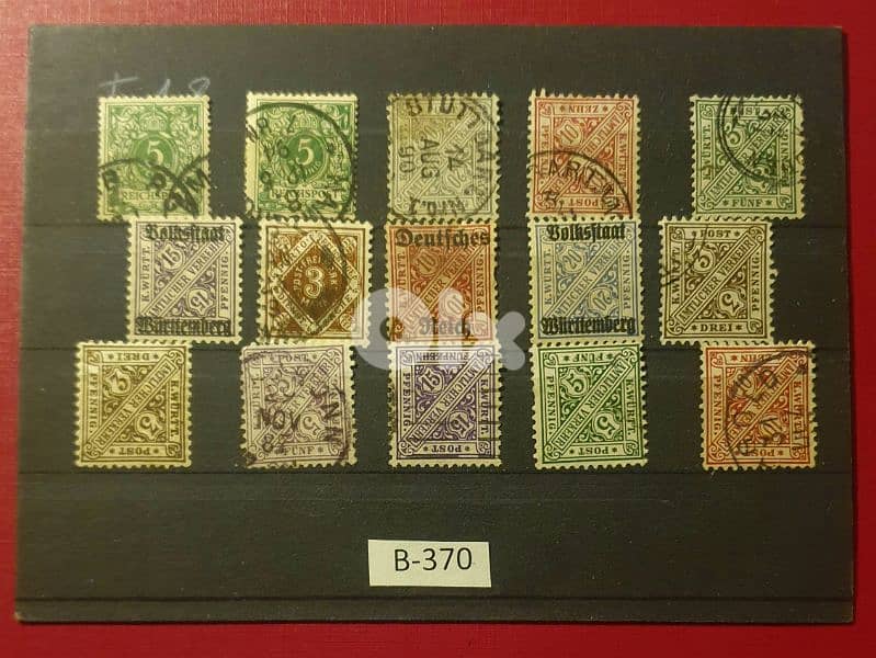 Germany state late 1800's set of 15 rare stamps # B-370 0