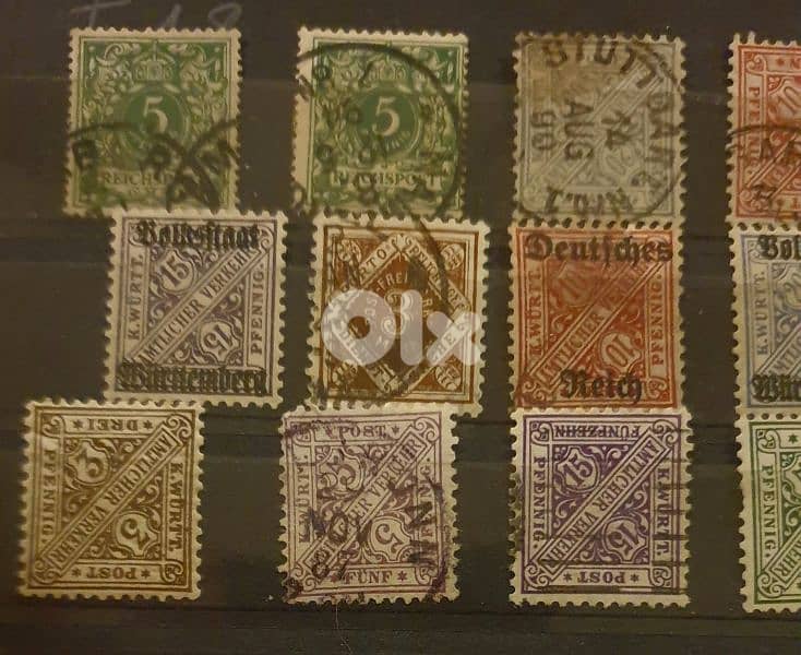 Germany state late 1800's set of 15 rare stamps # B-370 2