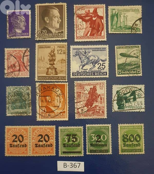 Germany Reich Nazi Hitler 17 stamps Lot # B-367 0