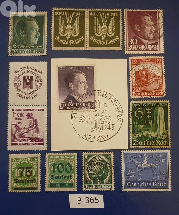 Germany Reich Nazi Hitler 13 stamps Lot # B-365 0