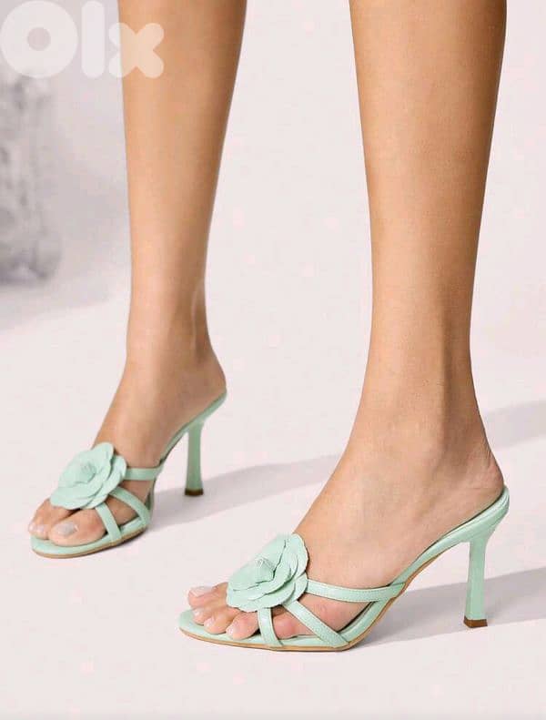 New Elegant Woman Deco Floral Stiletto High Heel Sandals (Mint Green) 0