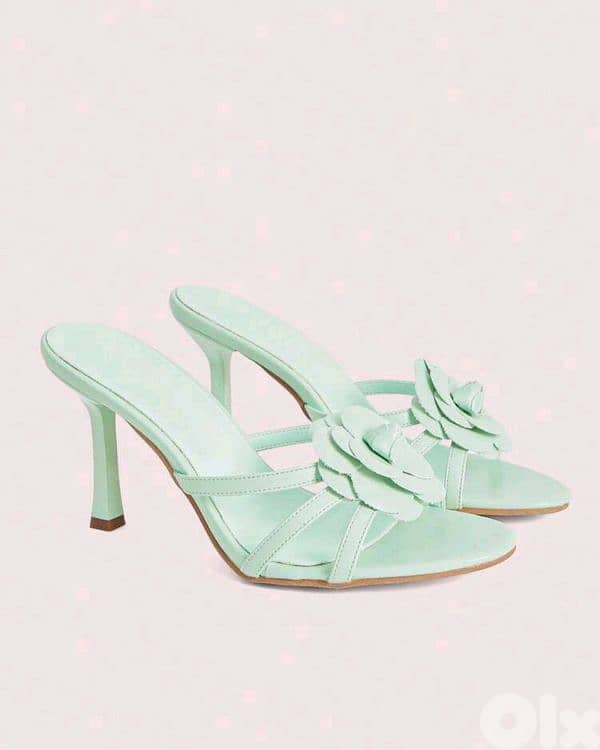 New Elegant Woman Deco Floral Stiletto High Heel Sandals (Mint Green) 4