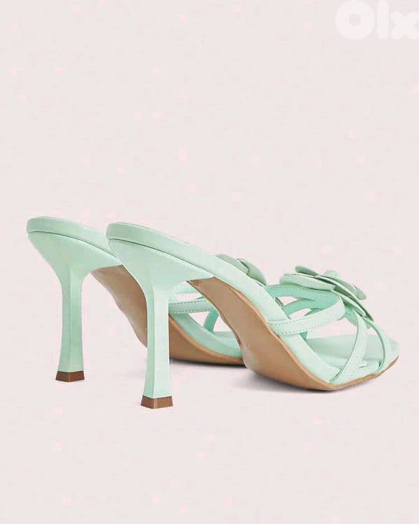 New Elegant Woman Deco Floral Stiletto High Heel Sandals (Mint Green) 5