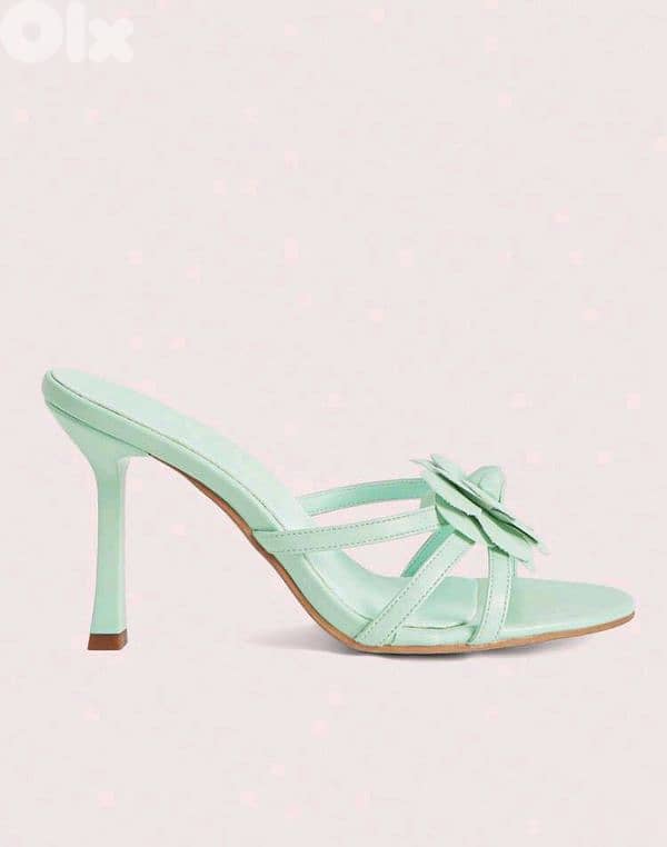New Elegant Woman Deco Floral Stiletto High Heel Sandals (Mint Green) 6