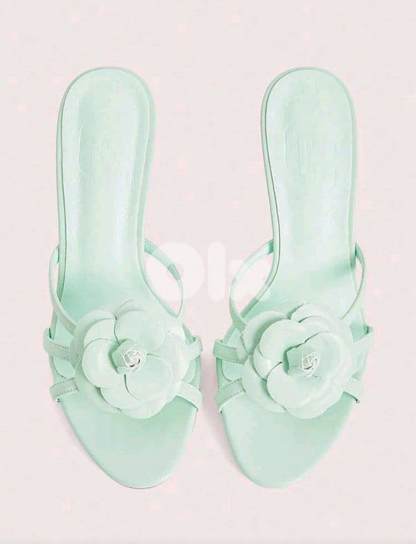 New Elegant Woman Deco Floral Stiletto High Heel Sandals (Mint Green) 7