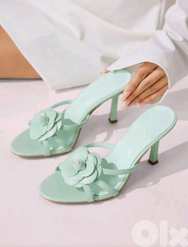 New Elegant Woman Deco Floral Stiletto High Heel Sandals (Mint Green) 8