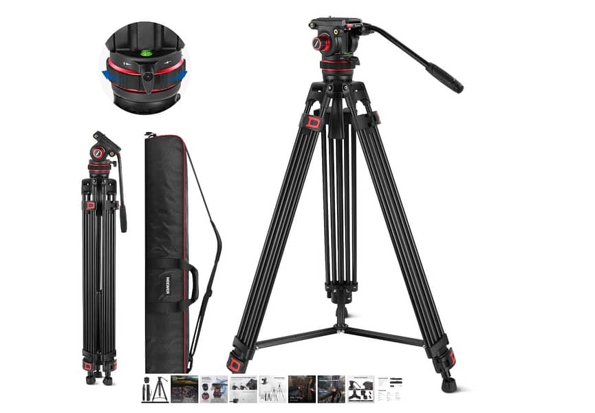 NEEWER TP75 74" Pro Video Tripod with Fluid Head 0