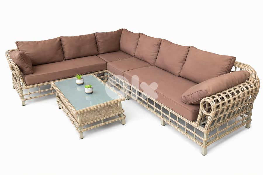 Luxury L-Shaped Rattan Lounge 0