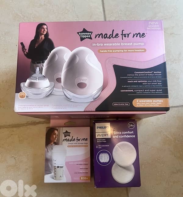 Tommee Tippee In-Bra Wearable Breast Pump + breast milk storage bags 1