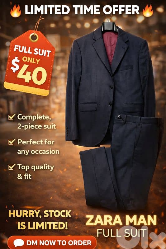 Zara man blazer with pants طقم رجالي 0