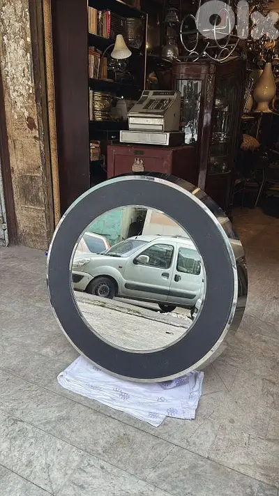 Mid-century round wall miroir chrome 110cm 1970's Mid-century round wall miroir chrome 110cm 1970's