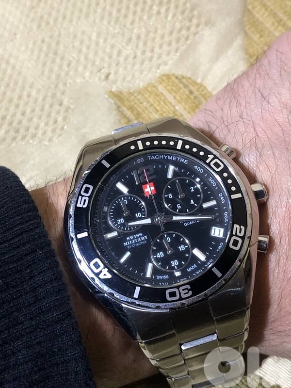 SWISS MILITARY BY CHRONO CHRONOGRAPH SWITZERLAND ORIGINAL 100 METER 44 2