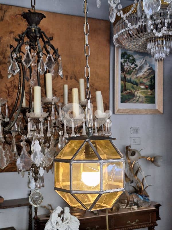 antique italian colored glass lantern 0