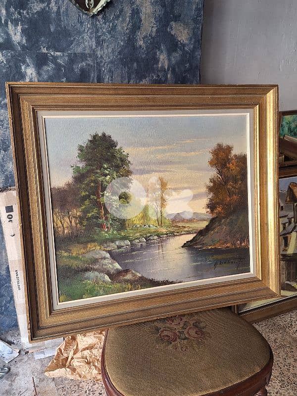 antique handpainted oilpainting 0