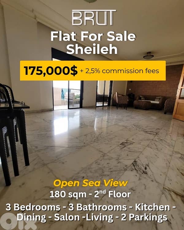 180 sqm Open Sea View apartment for sale in Sheileh 0