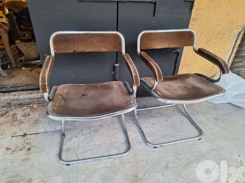 Set of Curved Chromed Steel Chairs, 1970s 0