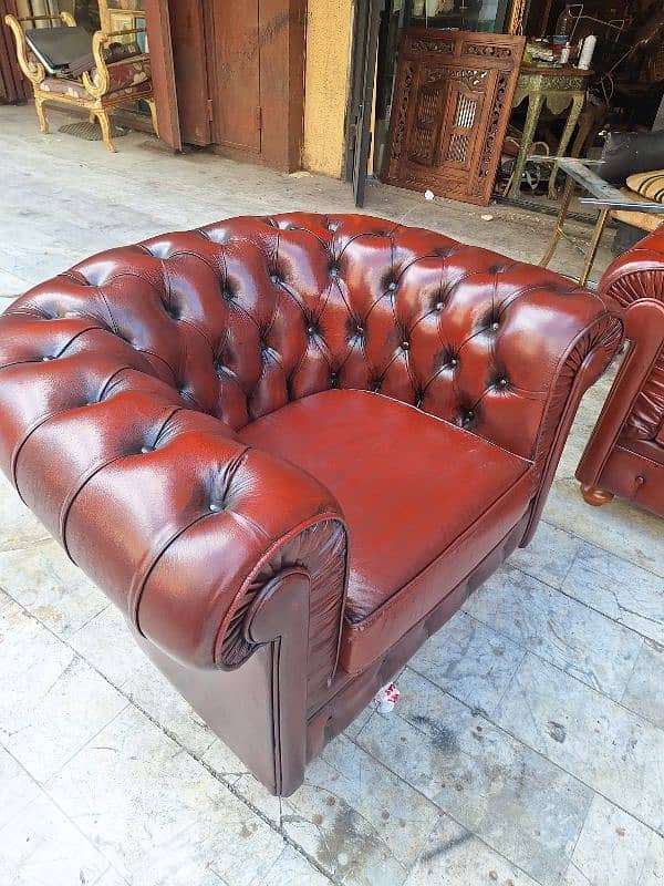 salon chesterfield genuine leather buffalo original England 4