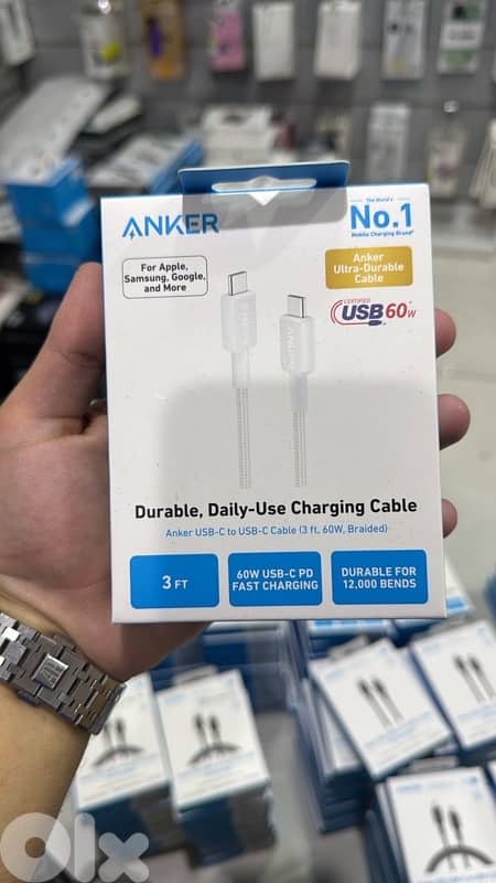 Anker 322 Usb-c To Usb-c Cable 3ft 60w white (Braided) 0