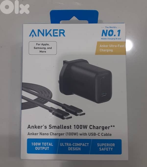 Anker Nano charger(100w) with  usb-c cable 0